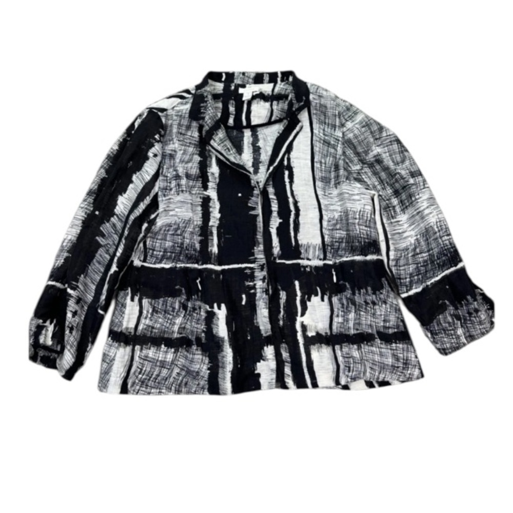 Chicos Linen Abstract Art to Wear Jacket Black and White size XL - Picture 3 of 12